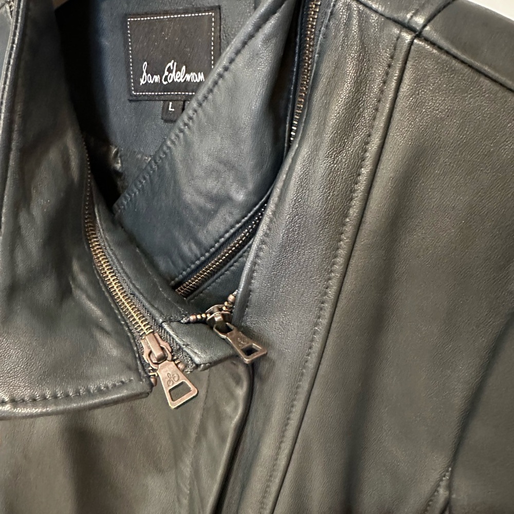 Sam Edelman dark green Leather Jacket - Picture 6 of 16